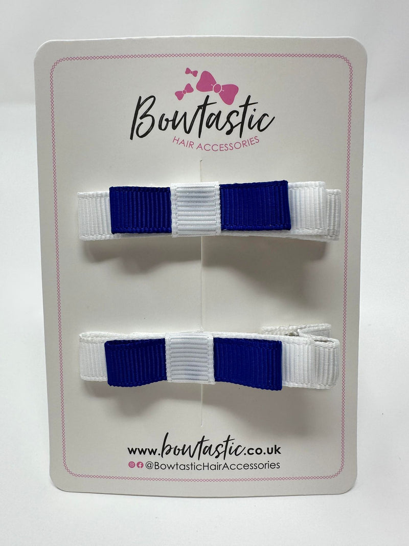 2 Inch Slide Bows - Cobalt & White - 2 Pack