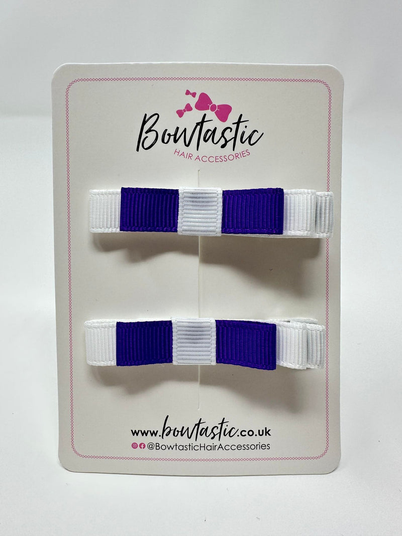 2 Inch Slide Bows - Purple & White - 2 Pack