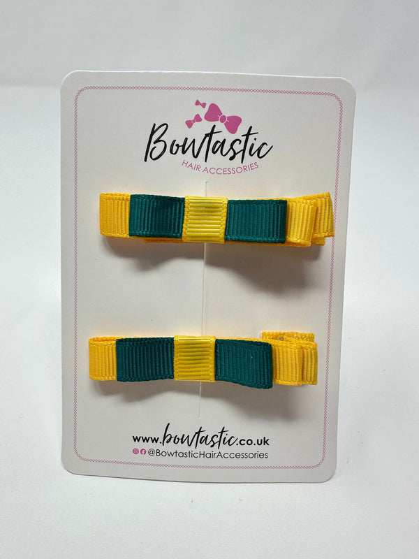 2 Inch Slide Bows - Jade Green & Yellow Gold - 2 Pack