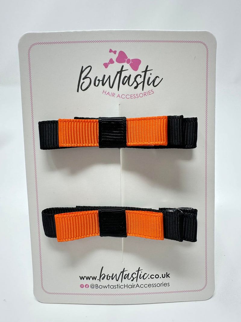 2 Inch Slide Bows - Orange & Black - 2 Pack