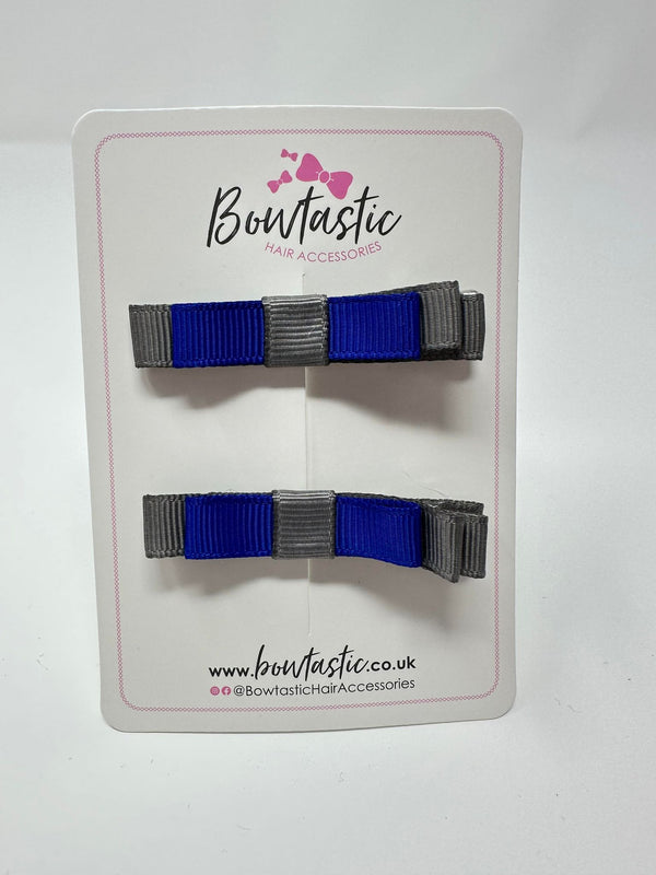 2 Inch Slide Bows - Cobalt & Metal Grey - 2 Pack