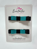 2 Inch Slide Bows - Jade Green & Black - 2 Pack