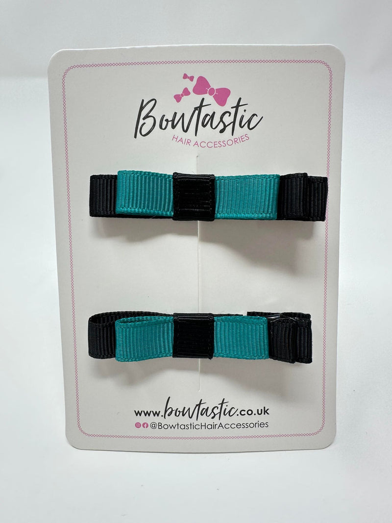 2 Inch Slide Bows - Jade Green & Black - 2 Pack