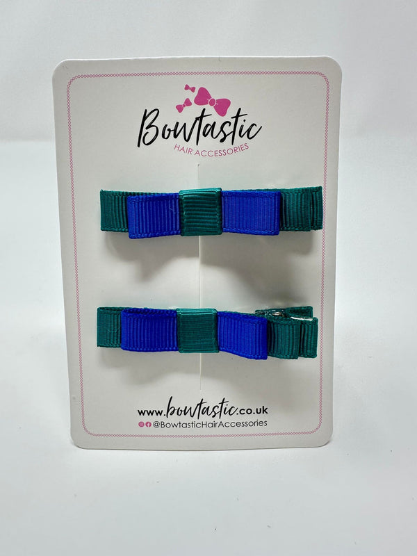 2 Inch Slide Bows - Royal Blue & Jade Green - 2 Pack