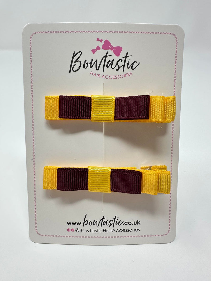 2 Inch Slide Bows - Burgundy & Yellow Gold - 2 Pack