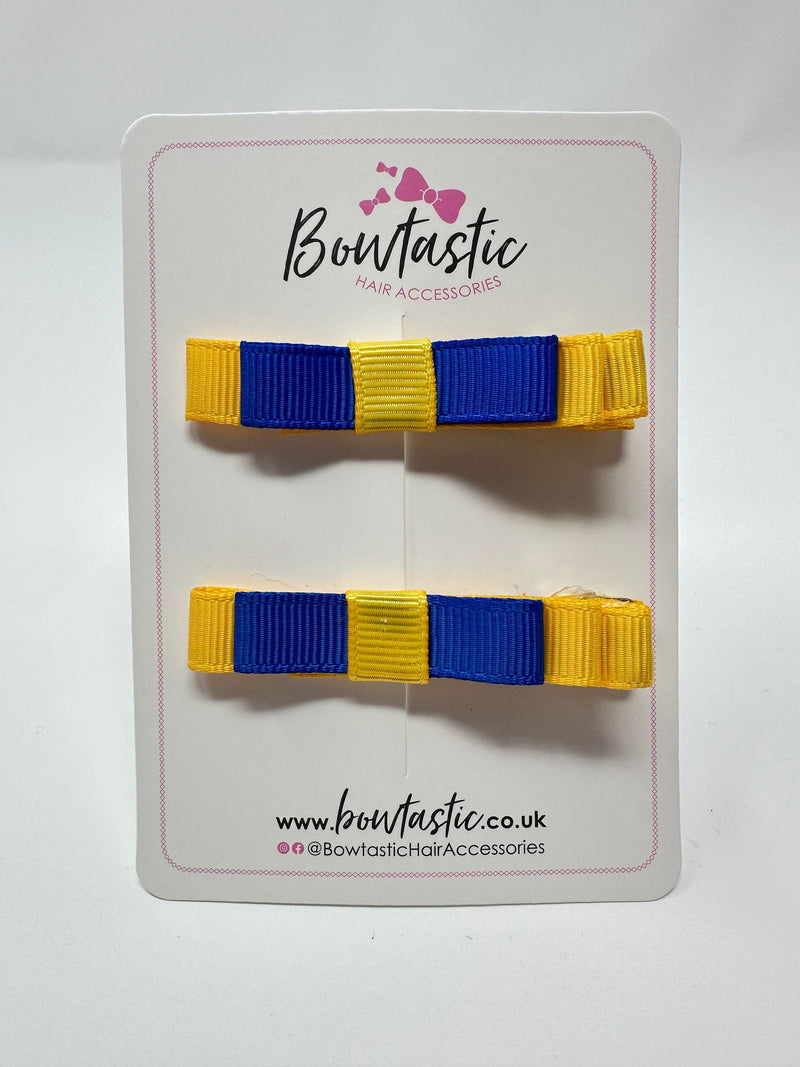 2 Inch Slide Bows - Royal Blue & Yellow Gold - 2 Pack