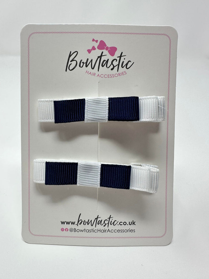 2 Inch Slide Bows - Navy & White - 2 Pack