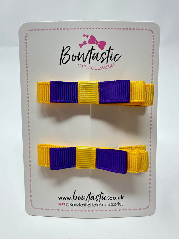 2 Inch Slide Bows - Purple & Yellow Gold - 2 Pack