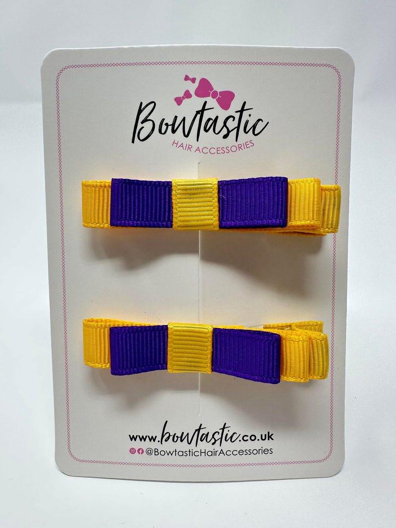 2 Inch Slide Bows - Purple & Yellow Gold - 2 Pack