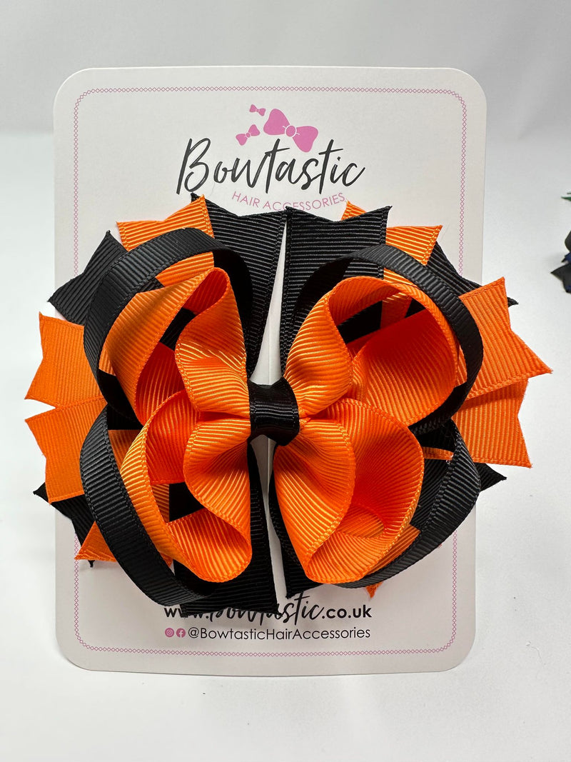 4.5 Inch Ring Bow - Orange & Black