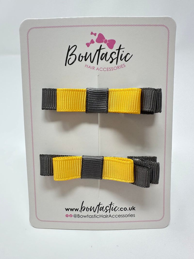 2 Inch Slide Bows - Yellow Gold & Metal Grey - 2 Pack