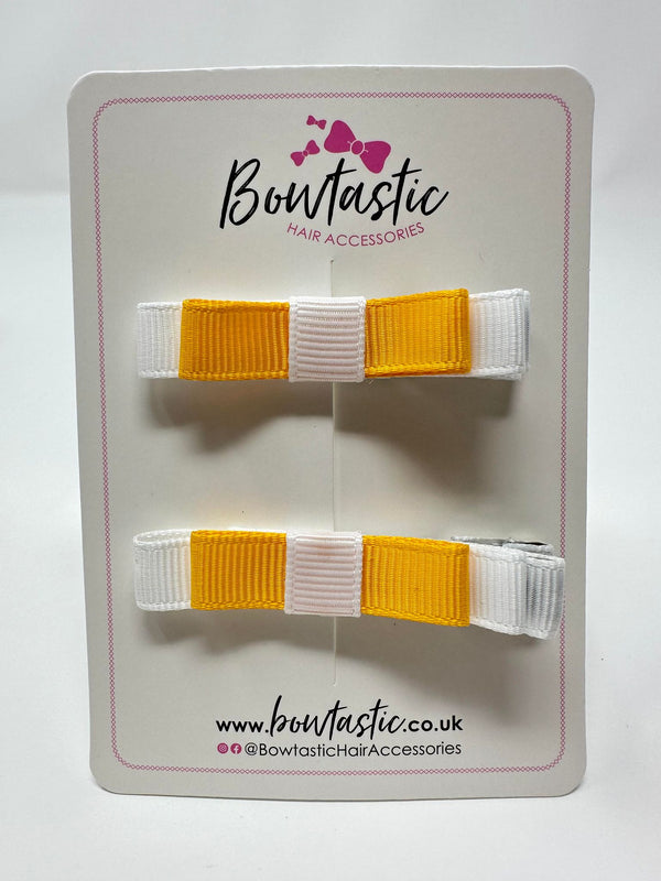 2 Inch Slide Bows - Yellow Gold & White - 2 Pack