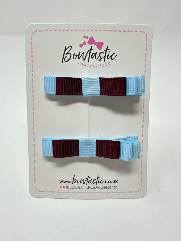 2 Inch Slide Bows - Burgundy & Blue Topaz - 2 Pack