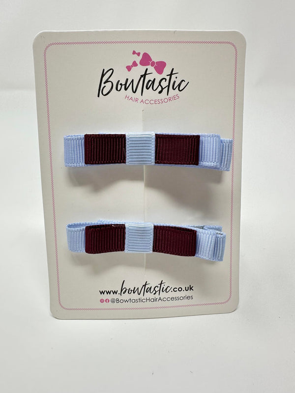 2 Inch Slide Bows - Burgundy & Bluebell - 2 Pack