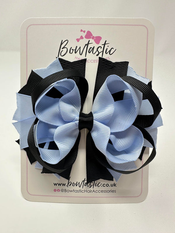 4.5 Inch Ring Bow - Black & Bluebell