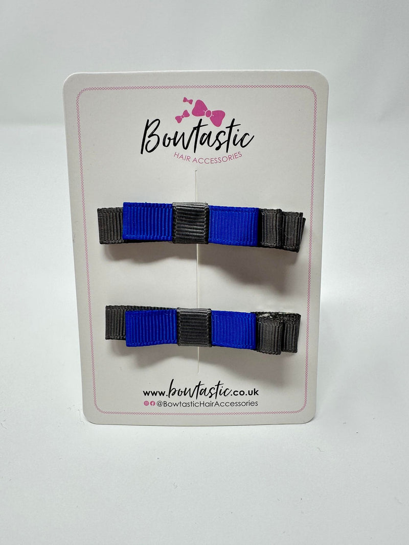 2 Inch Slide Bows - Royal Blue & Metal Grey - 2 Pack