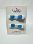 2 Inch Slide Bows - Turquoise & White - 2 Pack