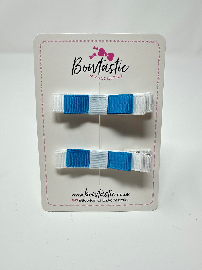 2 Inch Slide Bows - Turquoise & White - 2 Pack