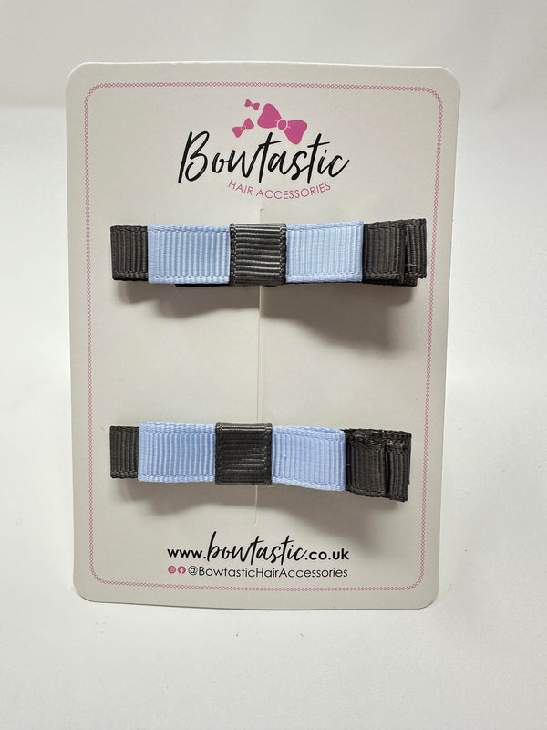 2 Inch Slide Bows - Bluebell & Metal Grey - 2 Pack