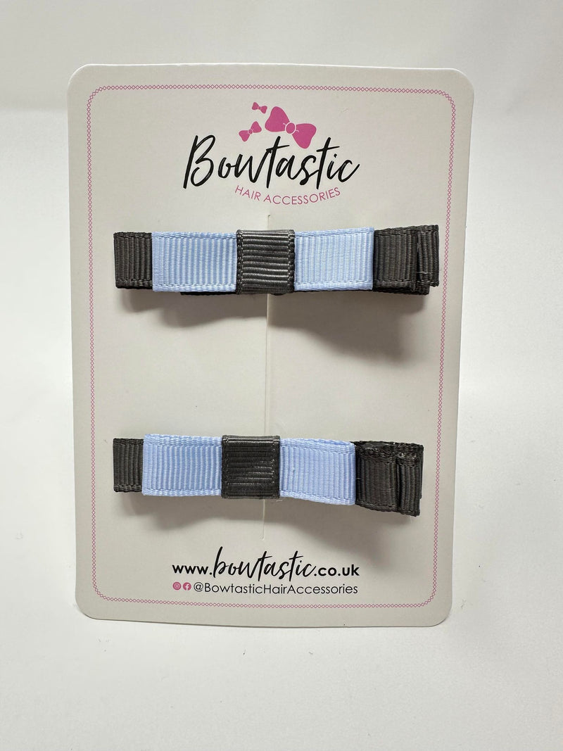 2 Inch Slide Bows - Bluebell & Metal Grey - 2 Pack