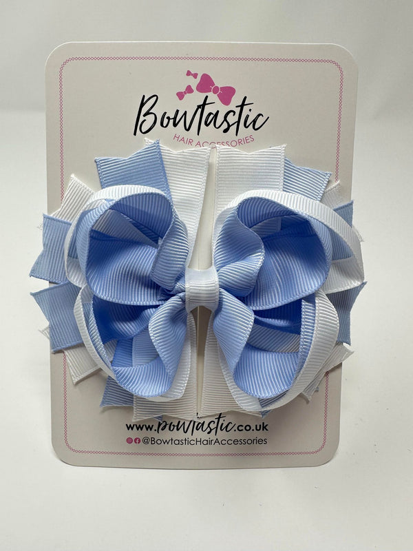 4.5 Inch Ring Bow - Bluebell & White