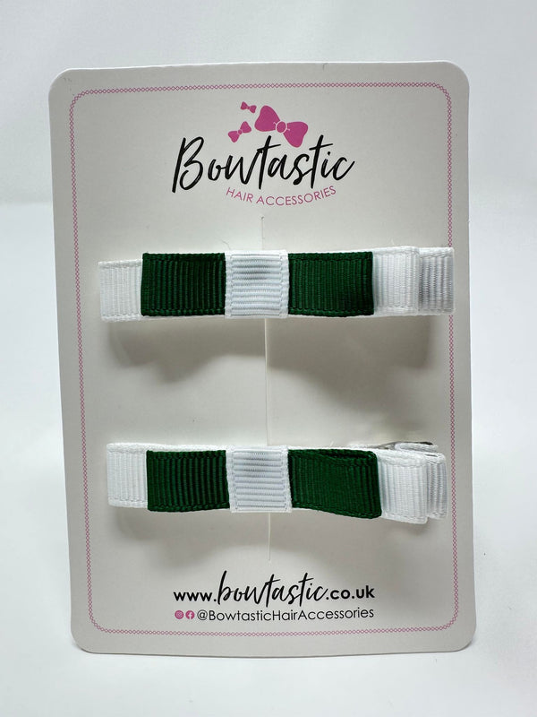 2 Inch Slide Bows - Forest Green & White - 2 Pack