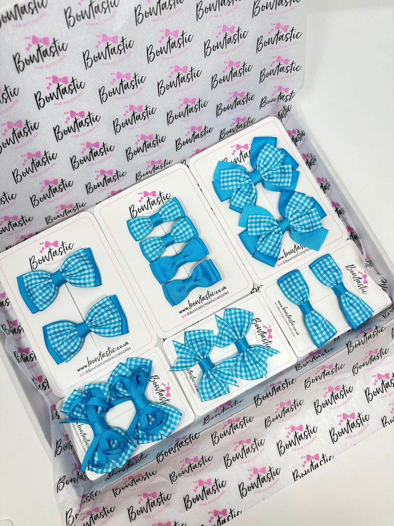 School Gingham Bundle - Turquoise Gingham - 14 Pack