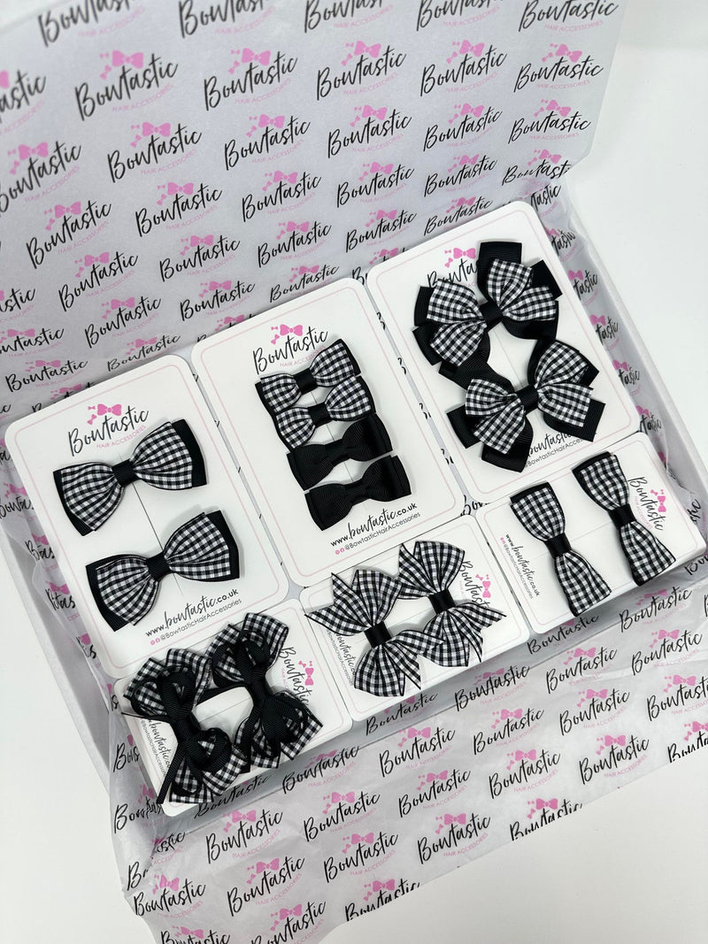 School Gingham Bundle - Black Gingham - 14 Pack