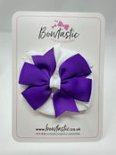 3 Inch Double Pinwheel Bow - Purple & White
