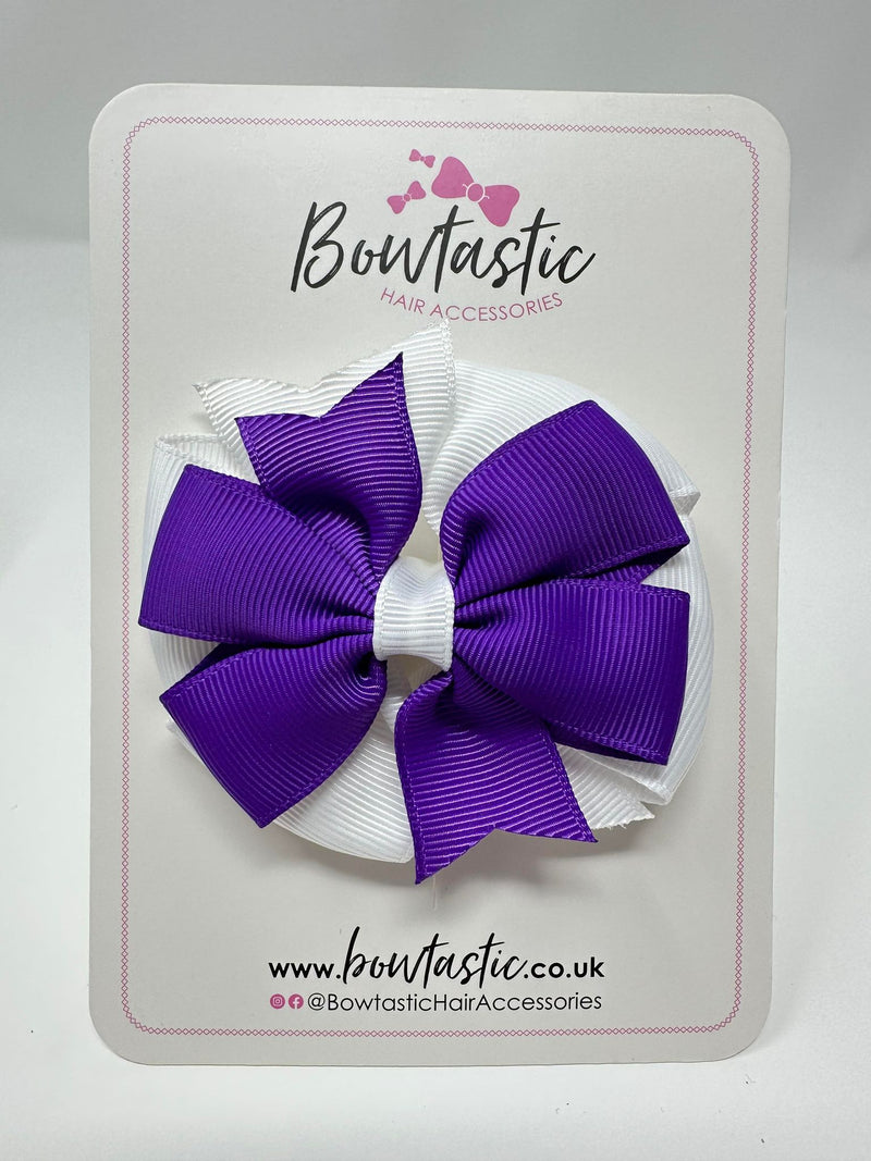 3 Inch Double Pinwheel Bow - Purple & White