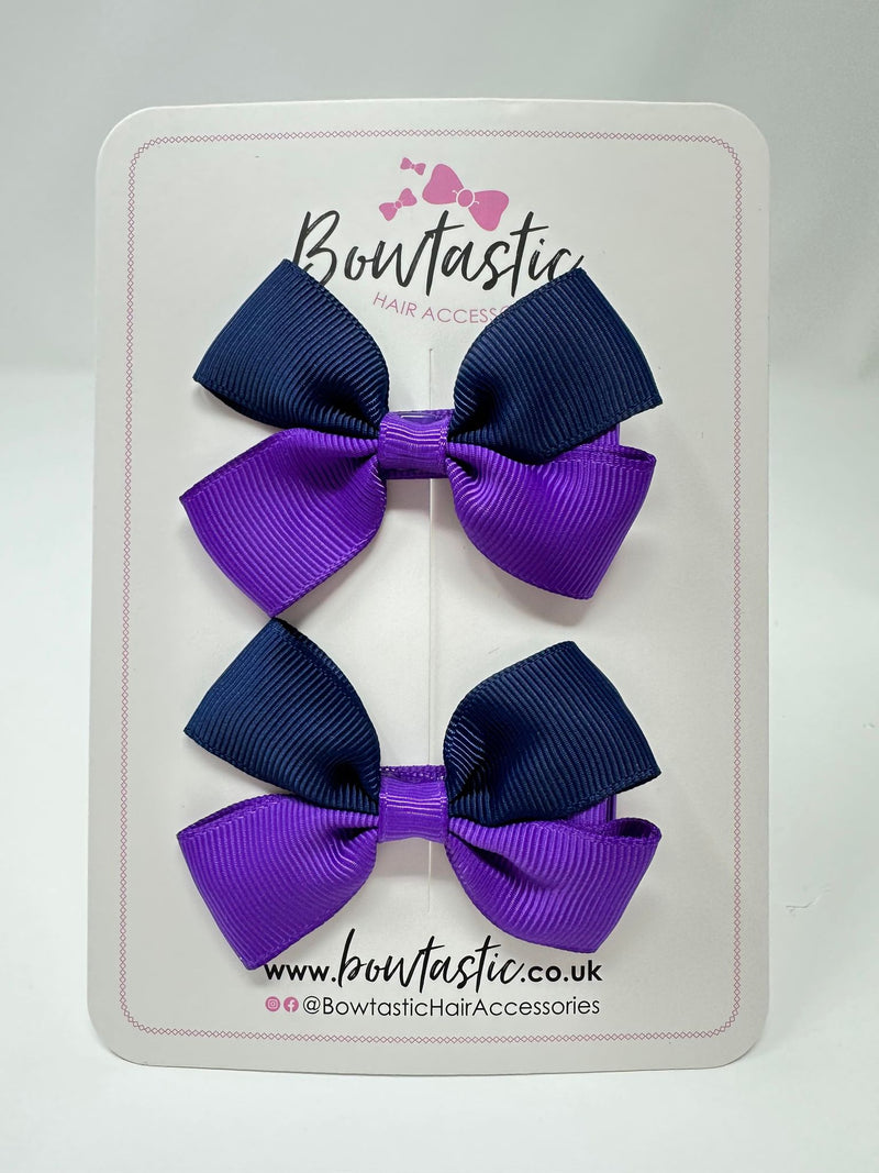 2.5 Inch Butterfly Bow - Purple & Navy - 2 Pack