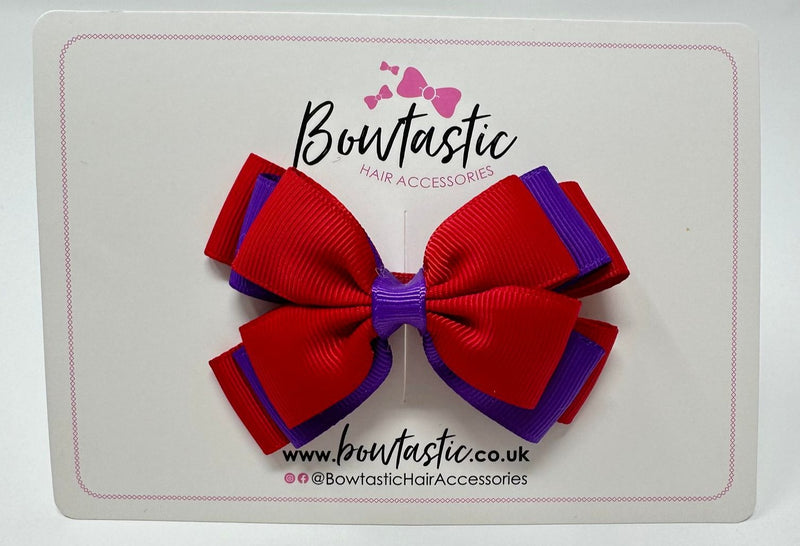 3 Inch Layer Butterfly Bow - Red & Purple