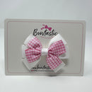 3 Inch Flat 2 Layer Bow - Pink & White Gingham