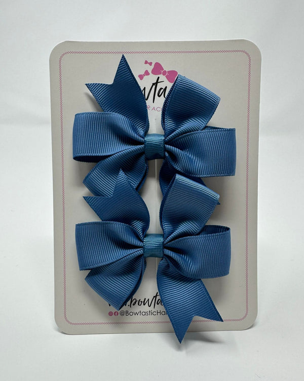 3 Inch Pinwheel Bow - Antique Blue - 2 Pack