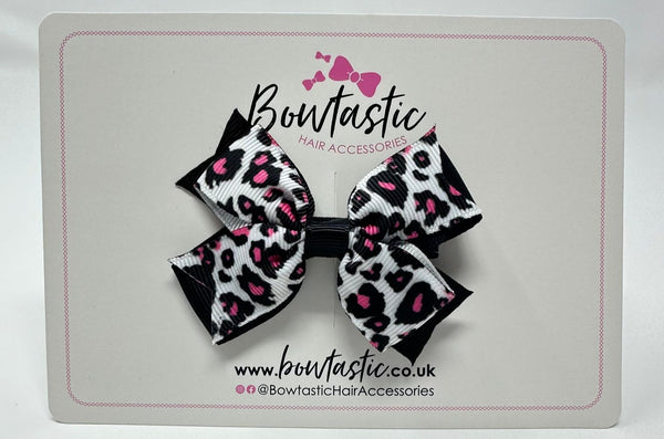 3 Inch Pattern Bow - Pink & Black Leopard