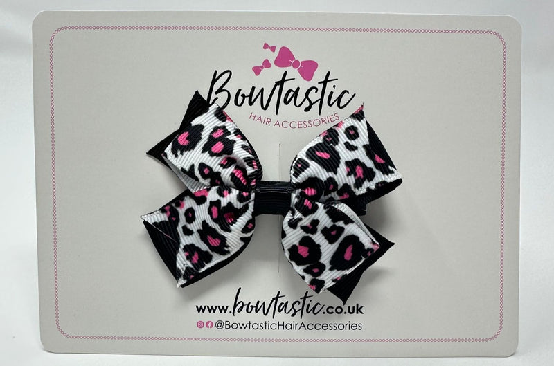 3 Inch Pattern Bow - Pink & Black Leopard