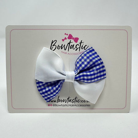 3 Inch Twist Bow - Royal Blue & White Gingham