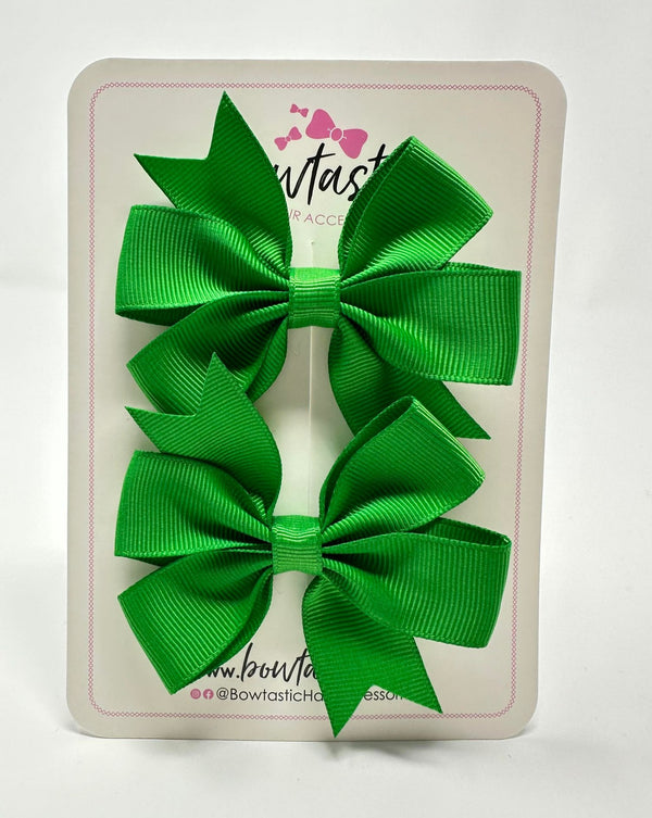 3 Inch Pinwheel Bow - Emerald Green - 2 Pack