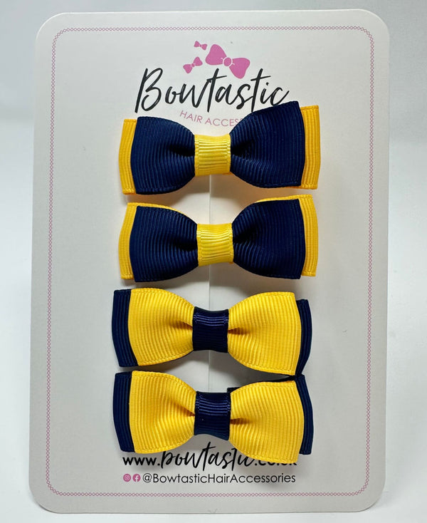 1.75 Inch Bows - Navy & Yellow Gold - 4 Pack