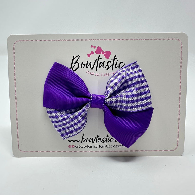 3 Inch Twist Bow - Purple Gingham