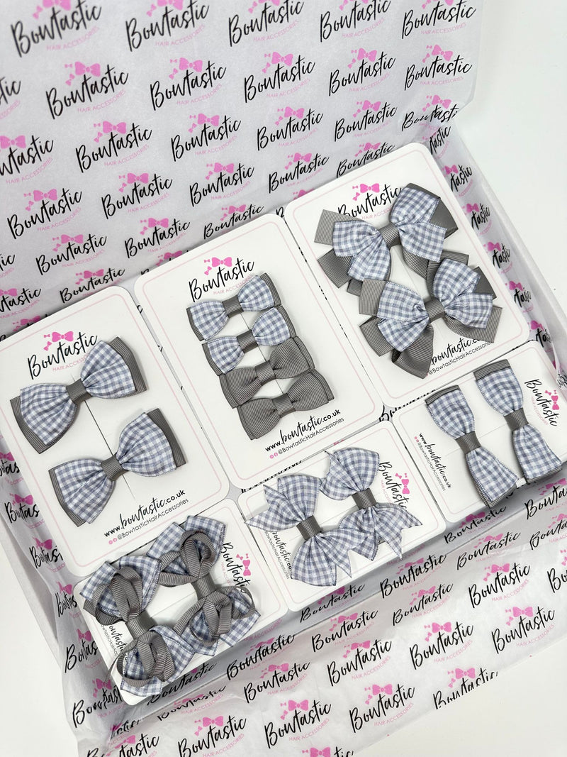 School Gingham Bundle - Grey Gingham - 14 Pack