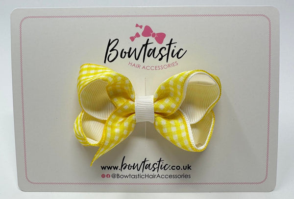 3 Inch Bow - Yellow & White Gingham