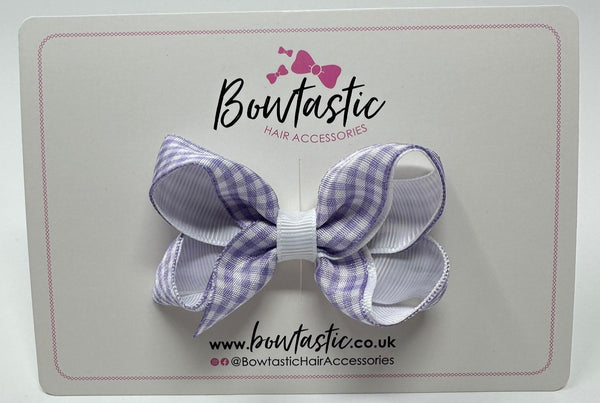 3 Inch Bow - Lilac & White Gingham