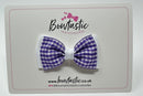 3 Inch Flat Double Bow - Purple & White Gingham