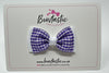 3 Inch Flat Double Bow - Purple & White Gingham