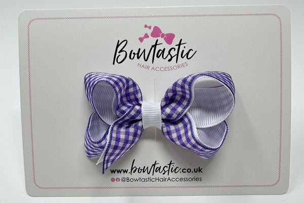 3 Inch Bow - Purple & White Gingham