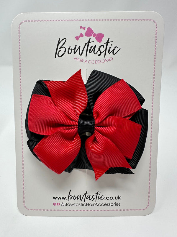 3 Inch Double Pinwheel Bow - Black & Red