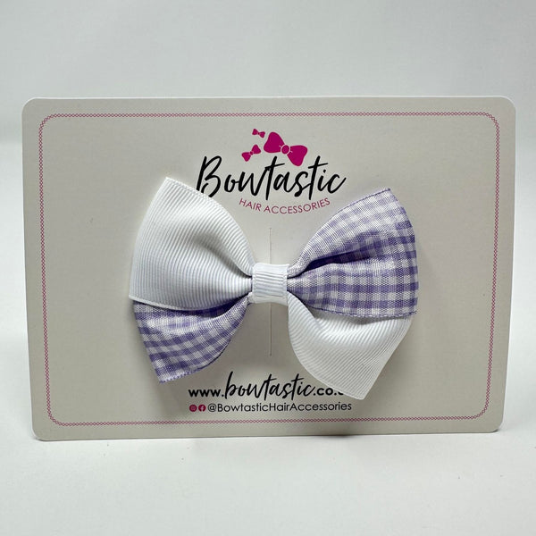 3 Inch Twist Bow - Lilac & White Gingham