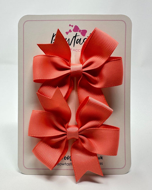 3 Inch Pinwheel Bow - Light Coral - 2 Pack