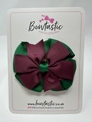 3 Inch Double Pinwheel Bow - Forest Green & Burgundy